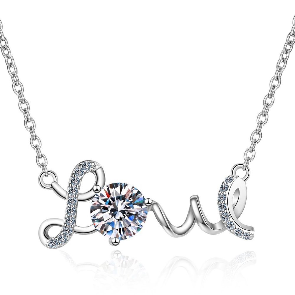 Certified 1ct. t.w. Diamond Moissanite Love Necklace NEW